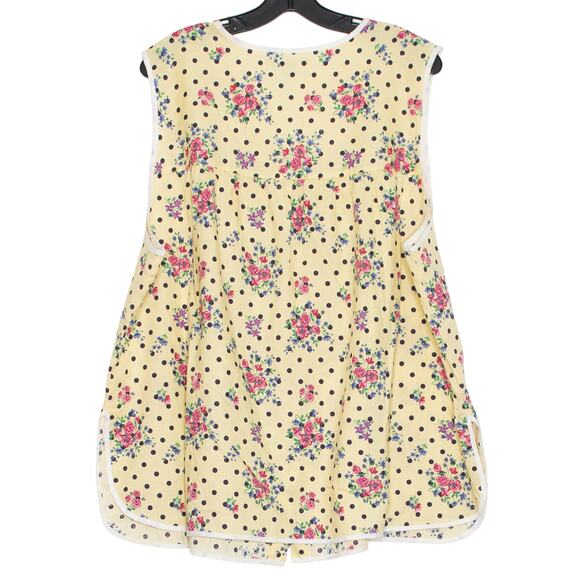 Vintage Top Floral Polka Dot Cottage Prairie Retro Grandma Pearl Snap Yellow 1X - Picture 2 of 9